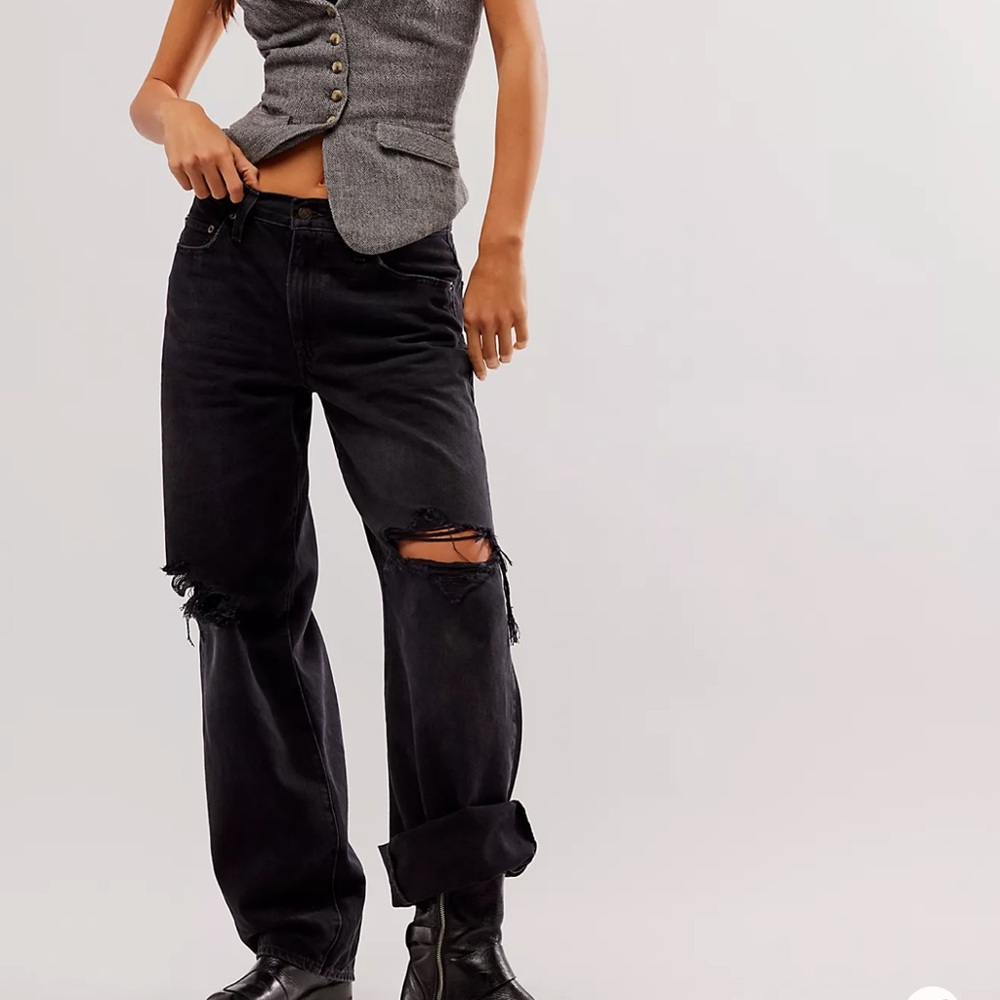 NWT FP x LEVIS baggy dad black jeans in rack it up wash size 27-30